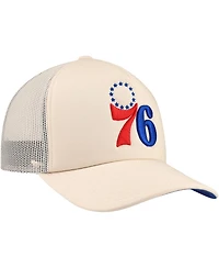 Mitchell & Ness Men's Cream Philadelphia 76ers Trucker Adjustable Hat