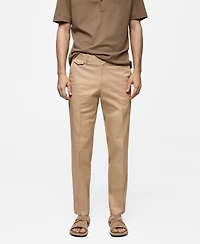 Mango Men's Regular Fit Structure Cotton Trousers
