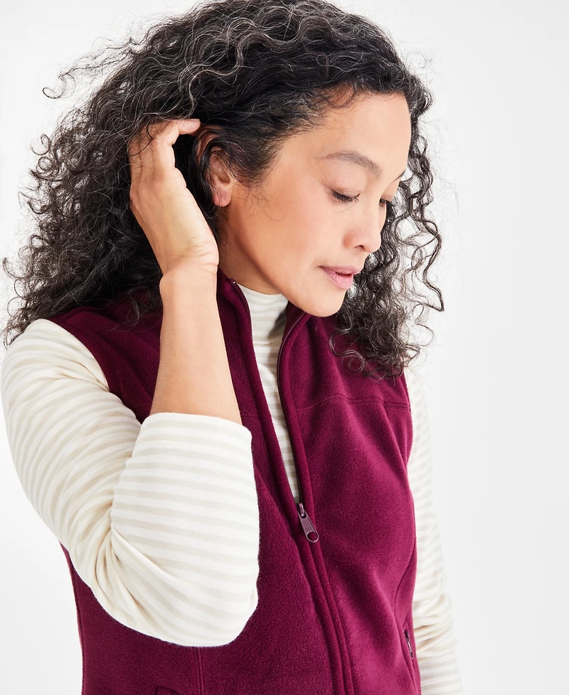 Style & Co Petite Polar Fleece Vest, Created for Macy's