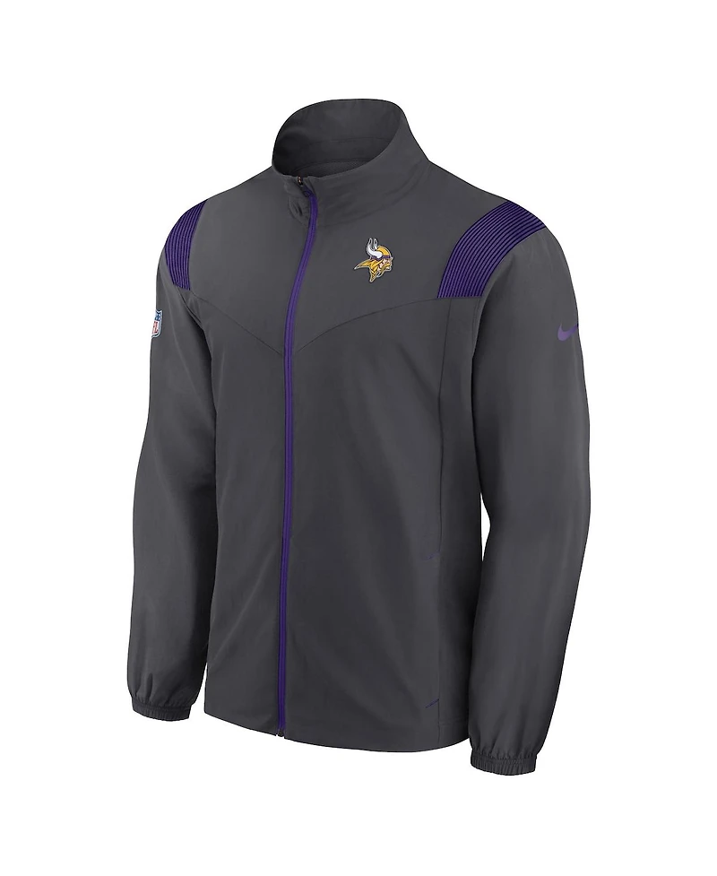 Nike Men's Anthracite Minnesota Vikings Sideline Woven Logo Full-Zip Jacket