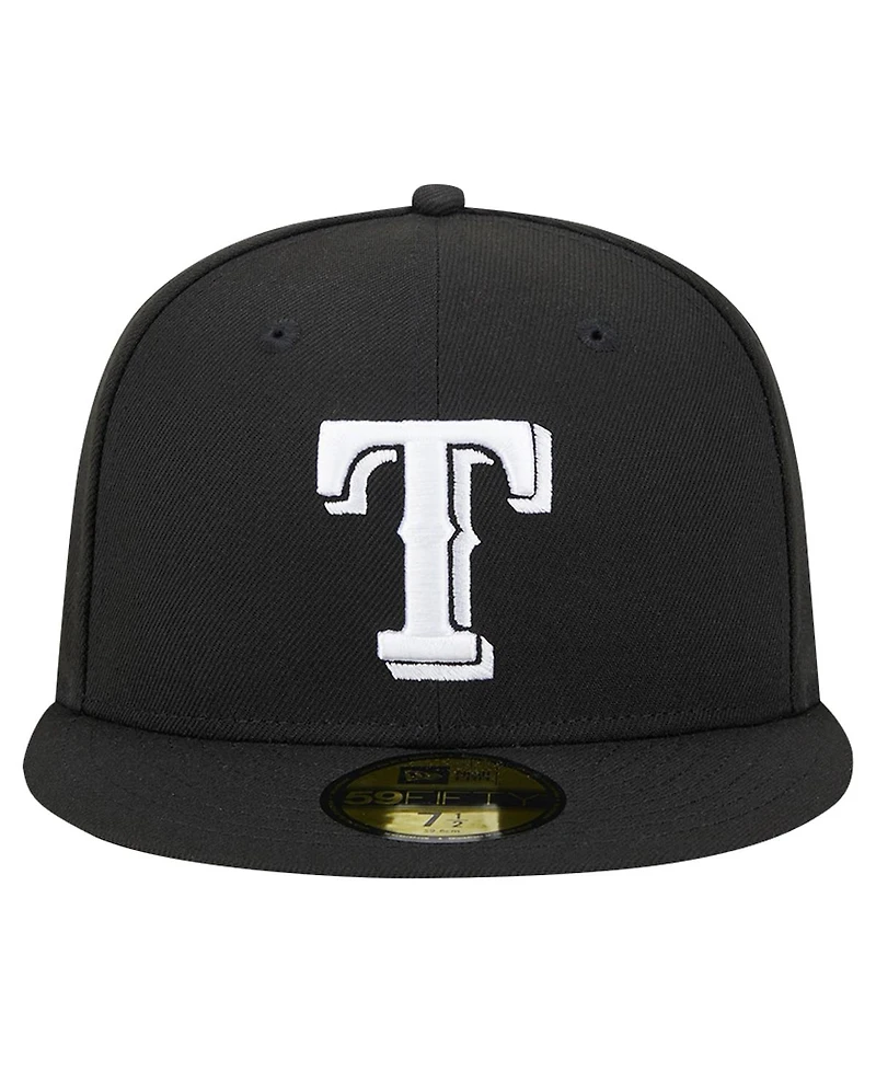 New Era Men's Black Texas Rangers Logo 59FIFTY Fitted Hat