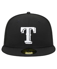 New Era Men's Black Texas Rangers Logo 59FIFTY Fitted Hat