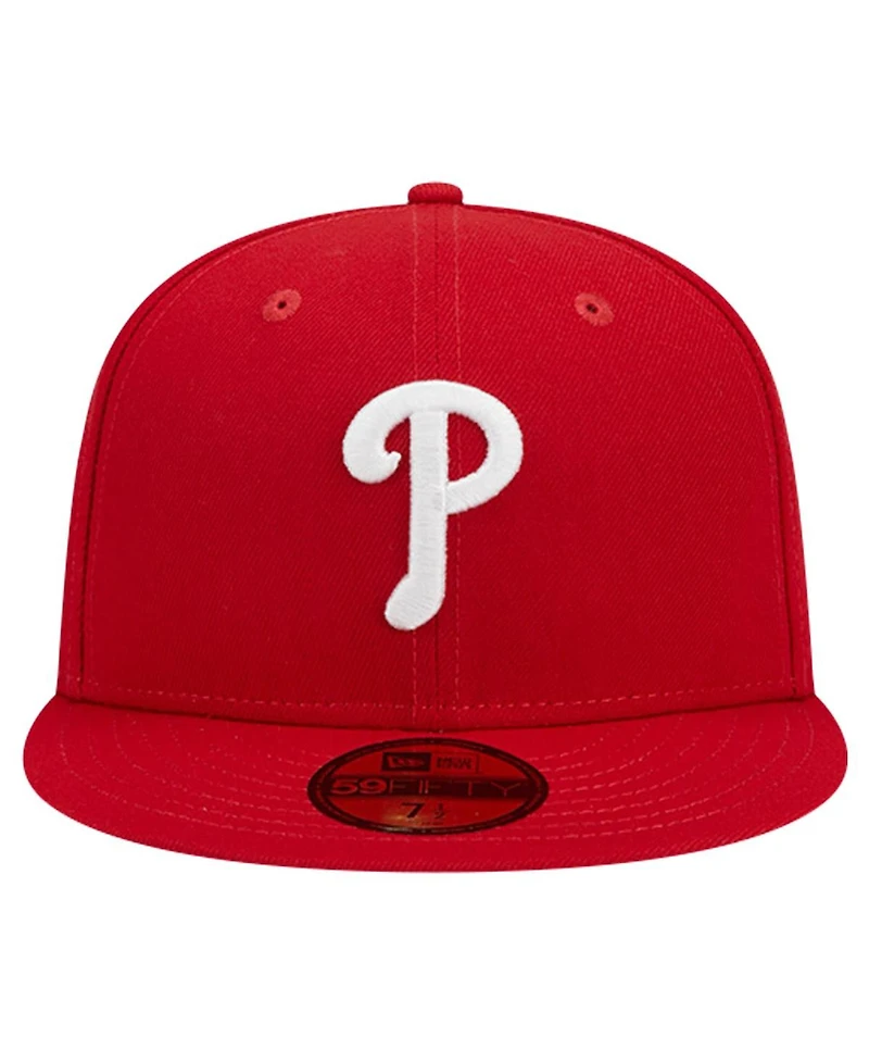 New Era Men's Red Philadelphia Phillies Logo 59FIFTY Fitted Hat