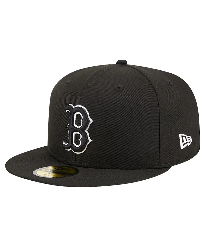 New Era Men's Black Boston Red Sox Logo 59FIFTY Fitted Hat