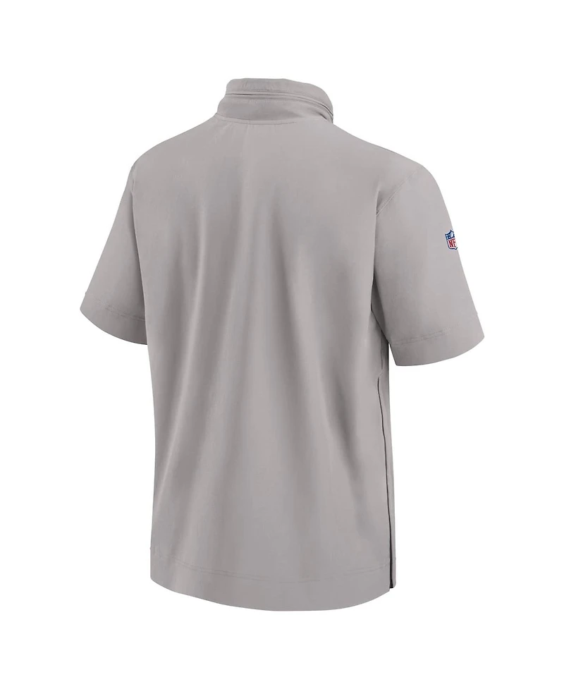 Nike Men's Gray Miami Dolphins 2024 Sideline Coach Short Sleeve Half-Zip Hoodie Jacket