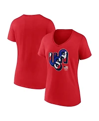 Fanatics Women's Red Team Usa Painting Paris 2024 Olympics V-Neck T-Shirt