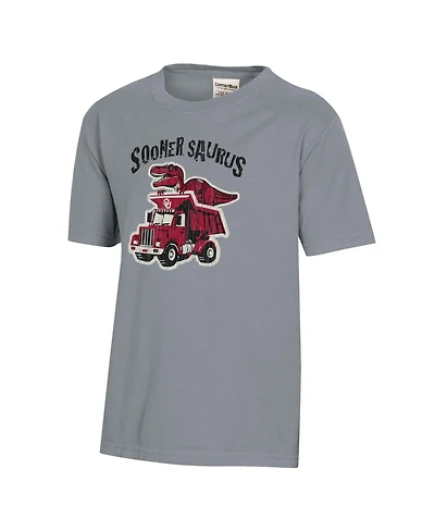 ComfortWash Big Boys and Girls Gray Oklahoma Sooners Dino Truck T-Shirt