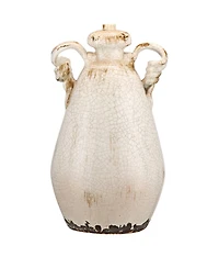 Regency Hill Isabella Cottage Accent Table Lamp Rustic 27" Tall Ivory Ceramic Milk Jar Crackle Beige Bell Shade for Bedroom Living Room Bedside O