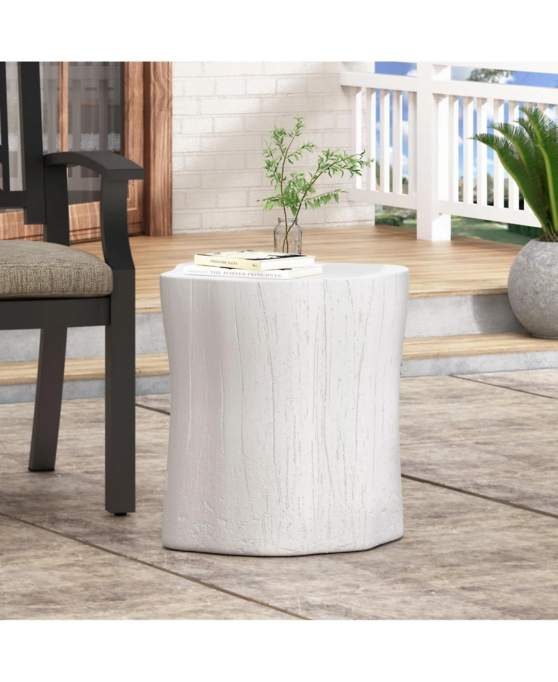 Streamdale Lightweight Concrete Side Table with Charming Tree Stump Design