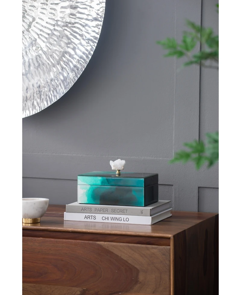 Streamdale Bethany Green Box Modern Storage with Gem Finial