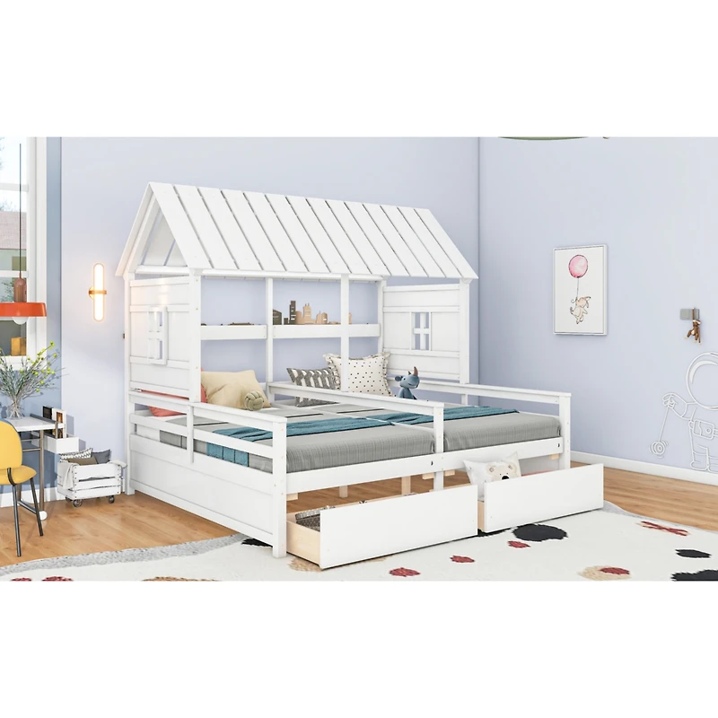 Streamdale Twin Platform Bed with Drawers (White)
