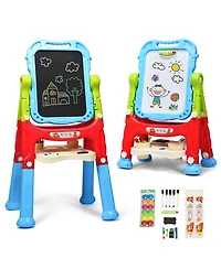 Height Adjustable Kids Art Easel Magnetic Double Sided Board w/ Accessories