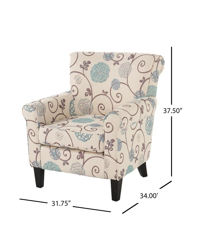Streamdale Charming Contemporary Floral Club Chair with Tapered Birch Legs