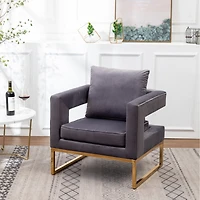 Simplie Fun Contemporary Upholstered Accent Arm Chair, Gray