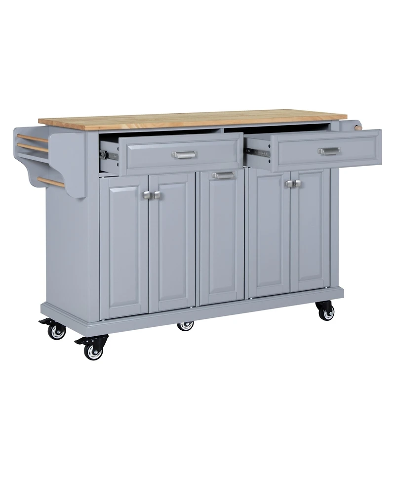 Streamdale Furniture Cambridge Natural Wood Top Kitchen Island with Storage