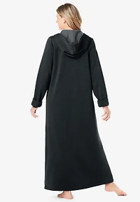 Dreams & Co. Plus Long Hooded Fleece Sweatshirt Robe