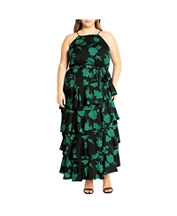 City Chic Plus Joelle Print High Neck Maxi Dress