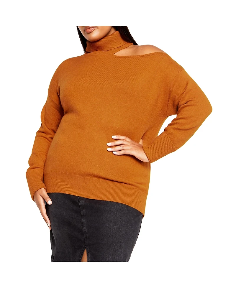 Plus Size Cold Shoulder Jumper