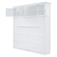 Streamdale Full Size Murphy Bed Wall Bed with Top Cabinets, Gray