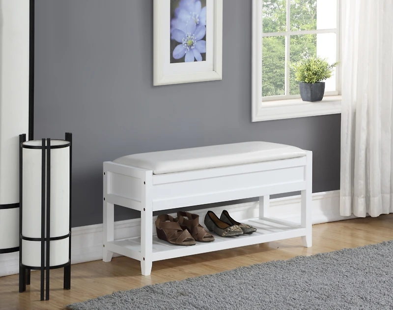 Streamdale Rouen Seating Bench with Shoe Storage, White