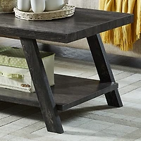 Streamdale Replicated Wood Shelf Coffee Table in Charcoal Finish