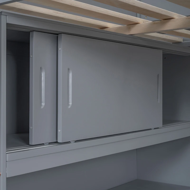 Streamdale Full Size Loft Bed with Desk and Shelf - White