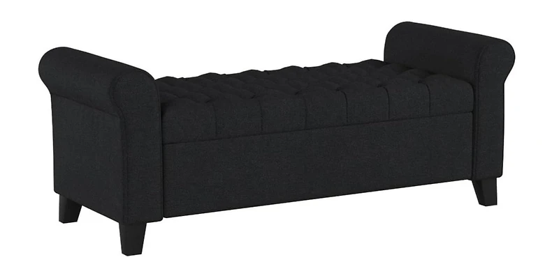 Streamdale Contemporary Button-Tufted Storage Ottoman with Rolled Arms