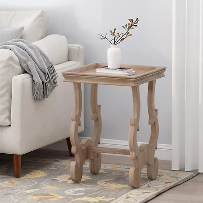 French Country Accent Table with Intricate Details and Charming Finish