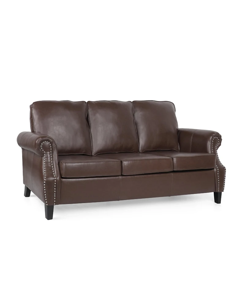 Streamdale Contemporary Faux Leather Upholstered Sofa with Nailhead Accents