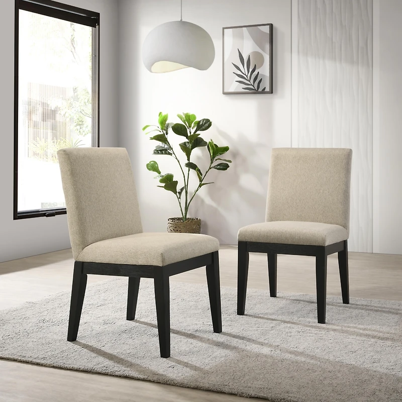 Streamdale Furniture Rocco Contemporary Solid Wood Dining Chairs, Set of 2, Beige