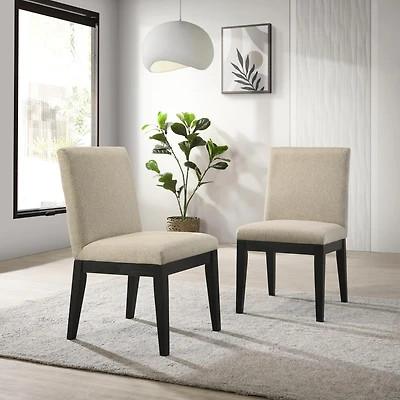 Streamdale Furniture Rocco Contemporary Solid Wood Dining Chairs, Set of 2, Beige