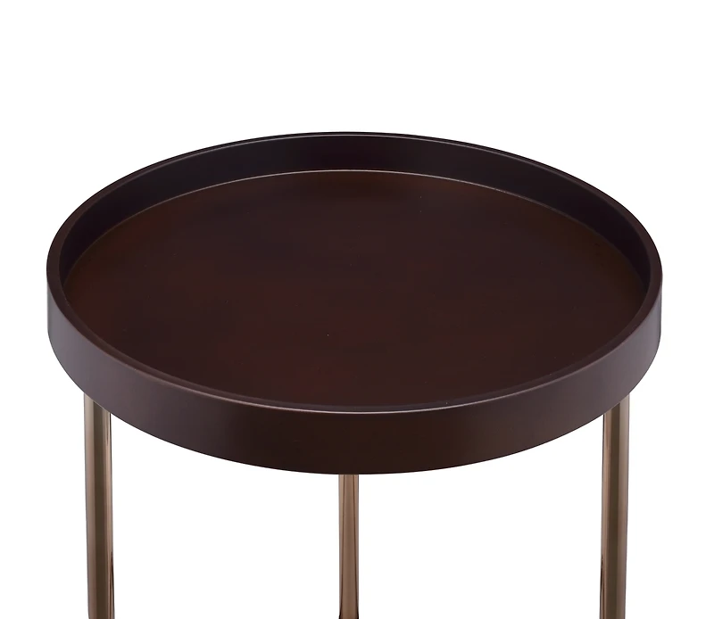 Streamdale Round Tray Table with Metal Frame, Espresso