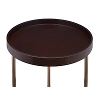 Streamdale Round Tray Table with Metal Frame, Espresso