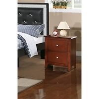 Simplie Fun Bedroom Nightstand Cherry Wooden 2 Drawers Table Bedside Table