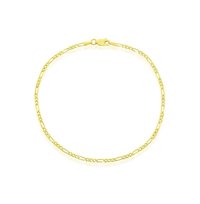 Simona Sterling Silver 2mm Figaro Anklet - Gold Plated