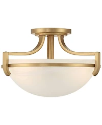 Regency Hill Mallot Modern Ceiling Light Semi Flush Mount Fixture 12 1/2" Wide Soft Gold 2-Light Marbleized Glass Bowl Shade for Bedroom Living R