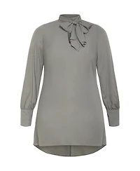 City Chic Women's Neck Tie Tunic Top