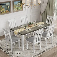 Streamdale Retro 7-Piece Dining Set with Expandable Table