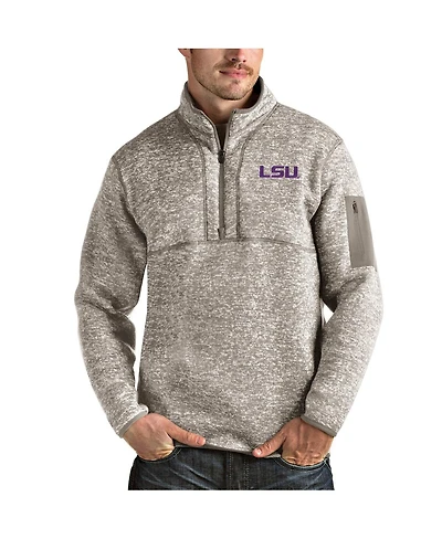 Antigua Men's Oatmeal Lsu Tigers Fortune Half-Zip Pullover Jacket