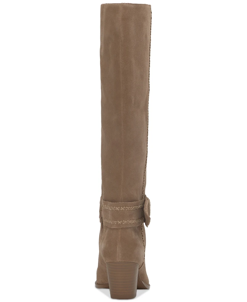 Lucky Brand Women's Risvin Bow Whipstich Tall Knee High Heel Boots