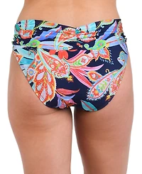 La Blanca Women's Tropidelic Paisley Shirred-Waist Bikini Bottoms