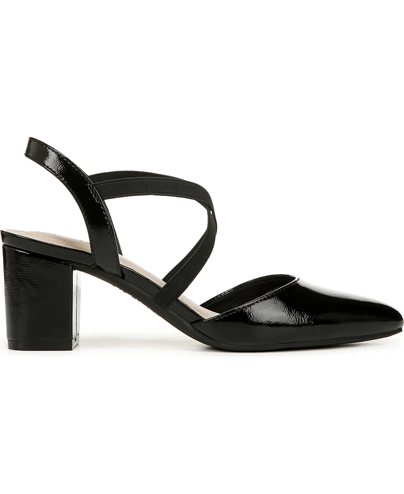 LifeStride Women's April Block Heel Ankle Strap Slingback Pumps