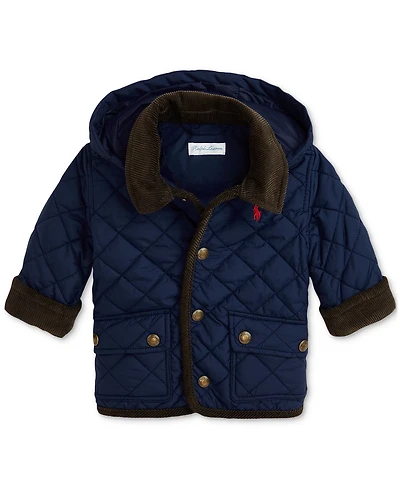 Polo Ralph Lauren Baby Boys Corduroy-Trim Barn Jacket With Removable Hood