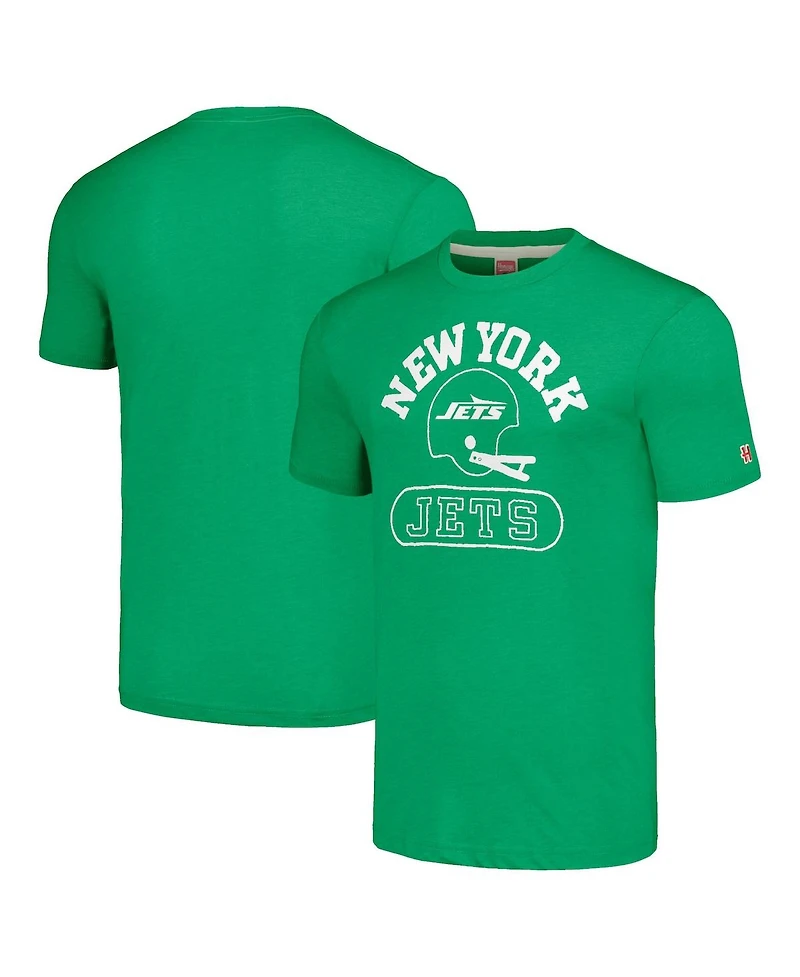 Homage Men's and Women's Green New York Jets Helmet Tri-Blend T-Shirt