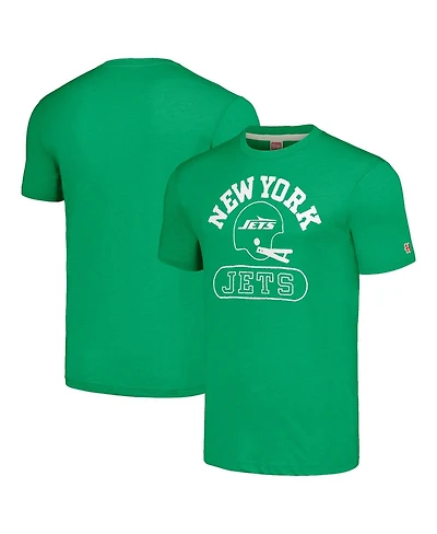Homage Men's and Women's Green New York Jets Helmet Tri-Blend T-Shirt