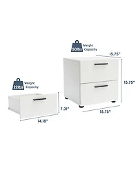 Clara Clark 2-Drawer Wood Bedroom Nightstand with Drawers