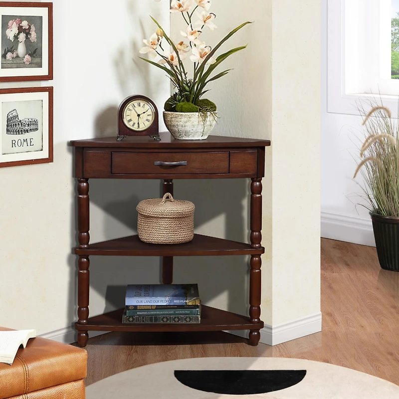 Streamdale Space-Saving Corner Table Solid Wood, Easy Assembly, Rounded Corners