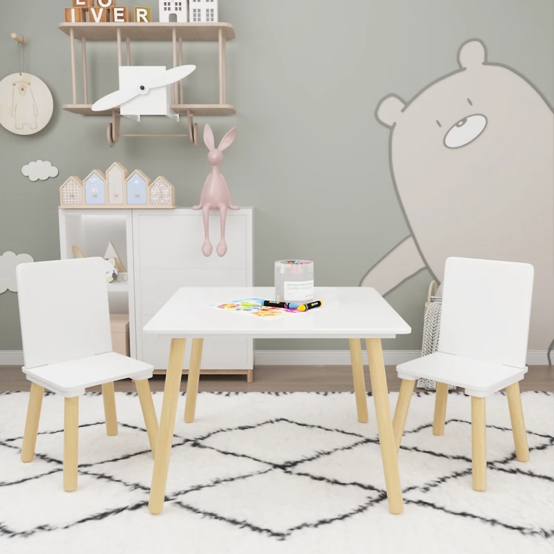 Streamdale Sturdy Kids Table and Chairs Set in White