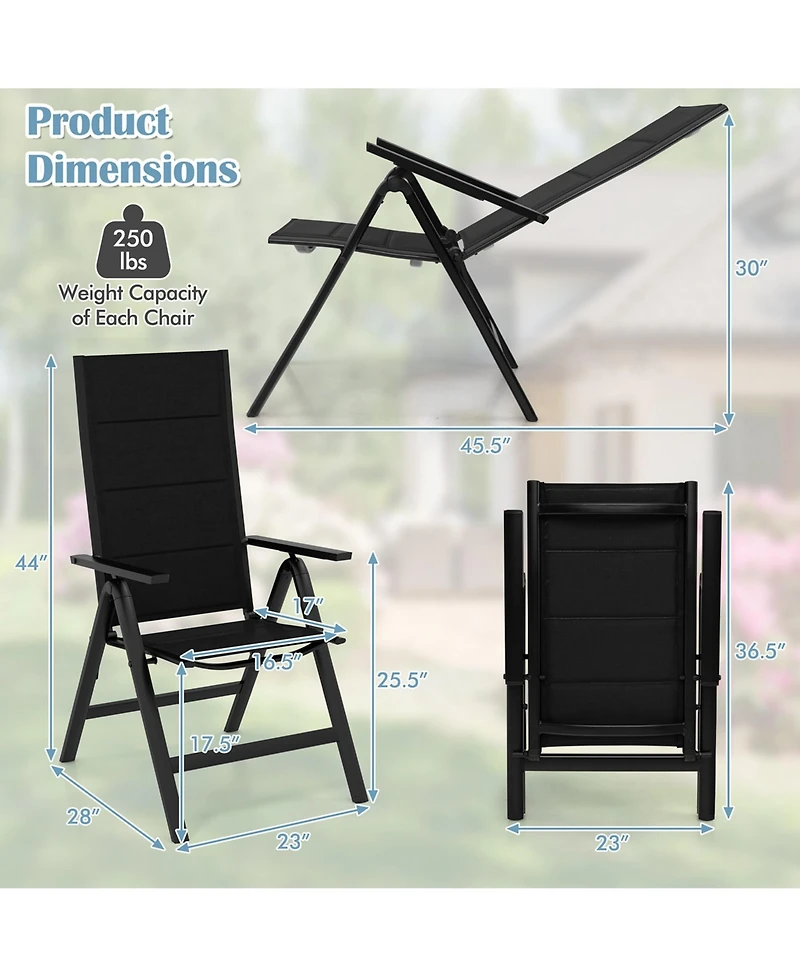 Costway 1 Pcs Patio Folding Chair Outdoor Chairs with Padded Seat, Adjustable Backrest