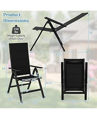 Costway 1 Pcs Patio Folding Chair Outdoor Chairs with Padded Seat, Adjustable Backrest